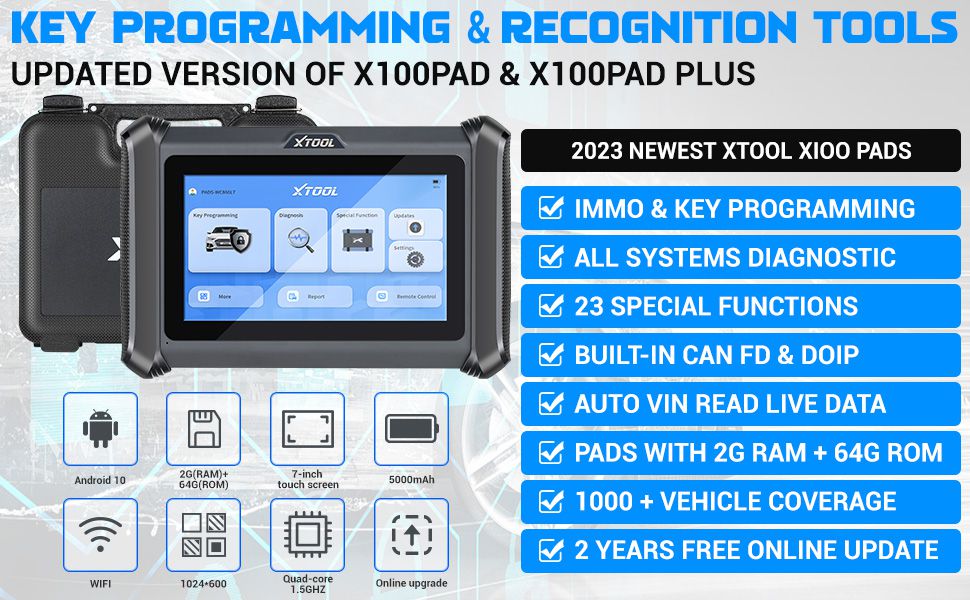 XTOOL X100 PAD S Diagnóstico completo do sistema 23+ funções de serviço Versão atualizada do X100PAD PLUS