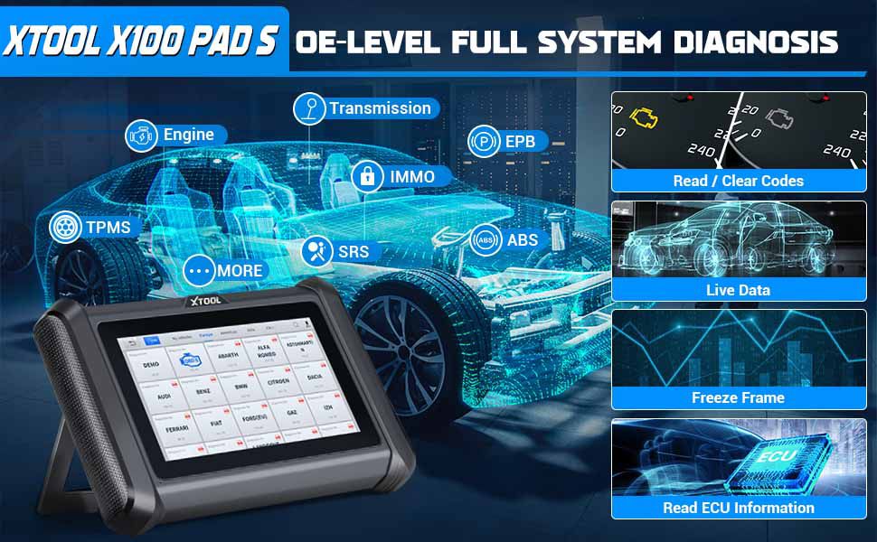 XTOOL X100 PAD S Diagnóstico completo do sistema 23+ funções de serviço Versão atualizada do X100PAD PLUS